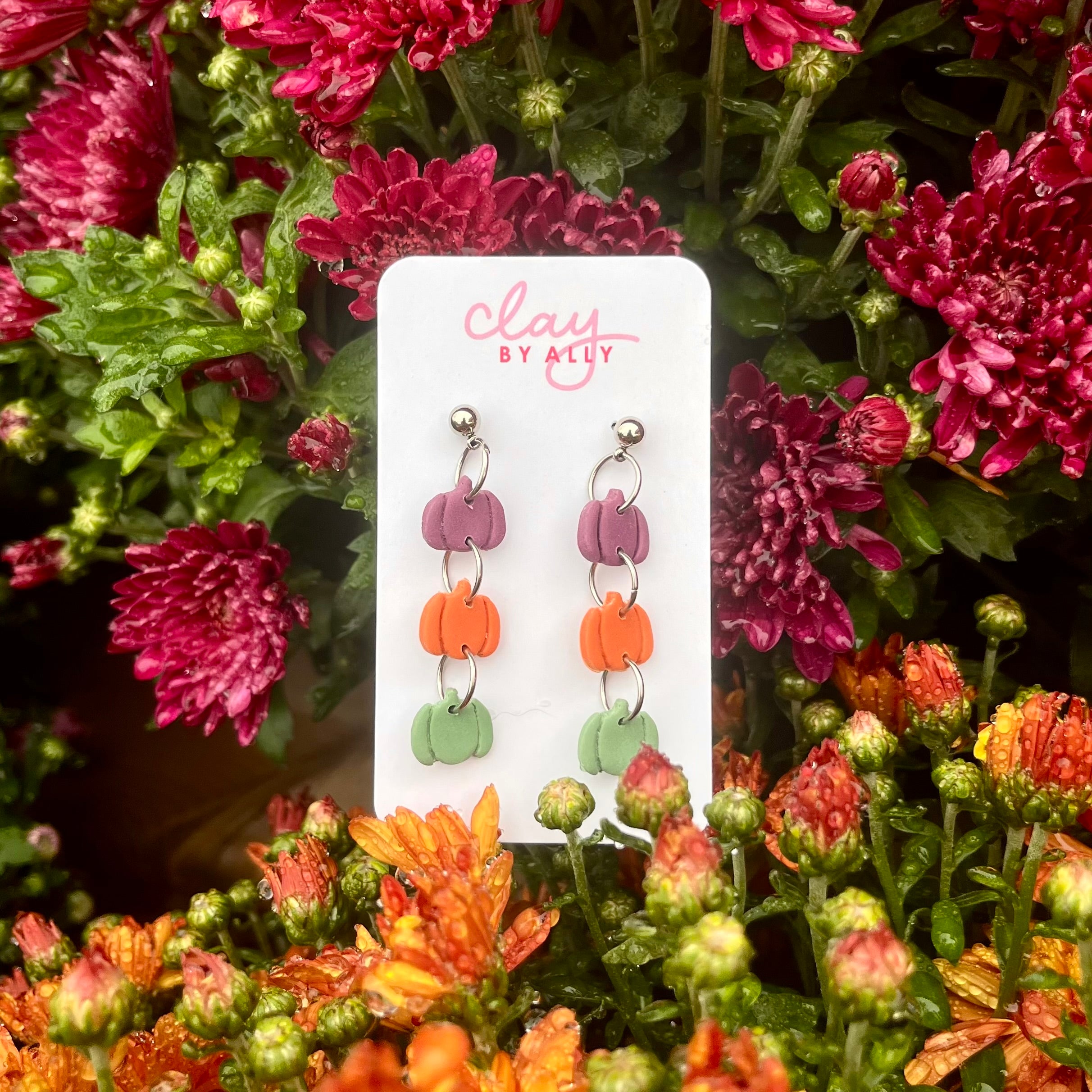 Colorful stacked pumpkins