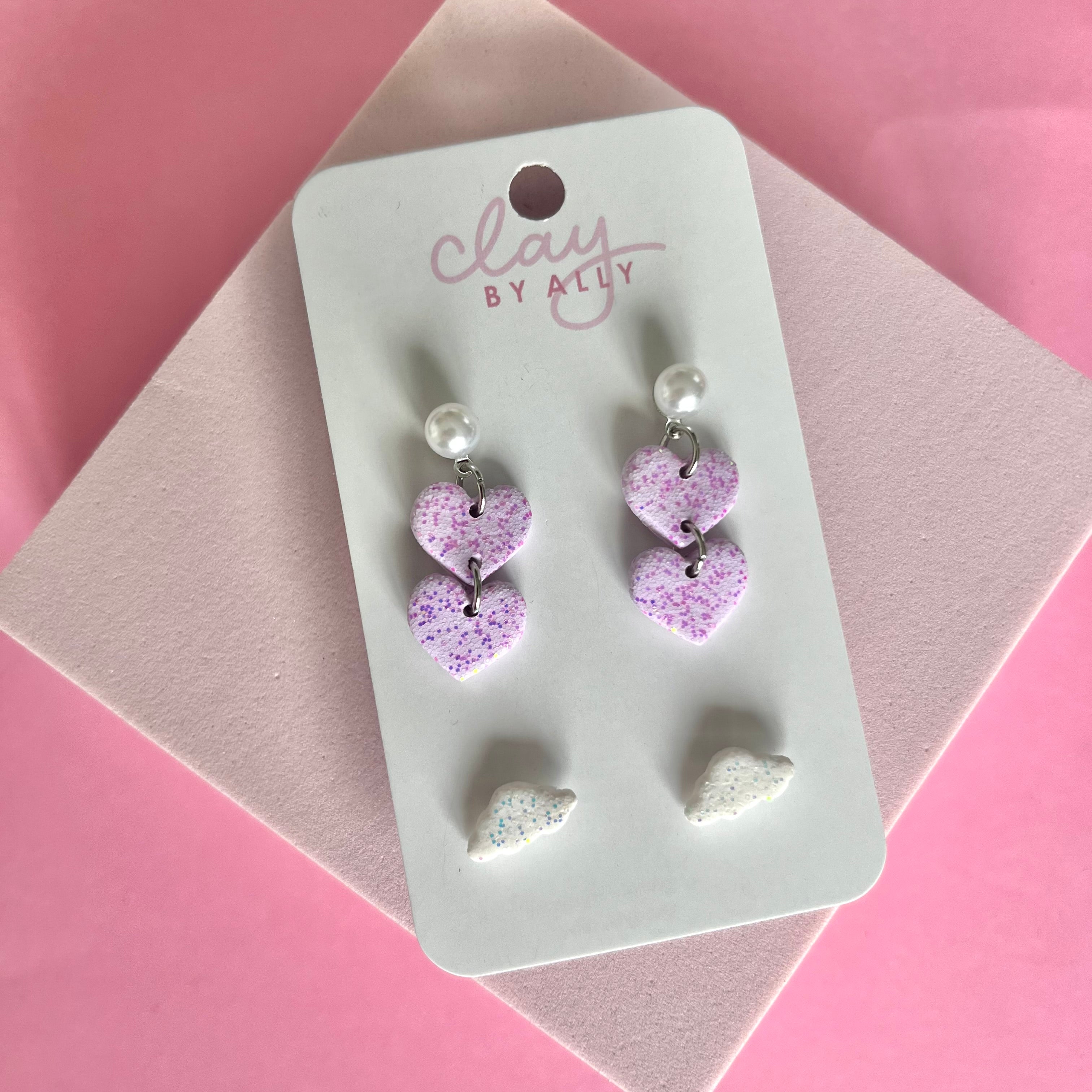 Lilac Hearts and Cloud Studs