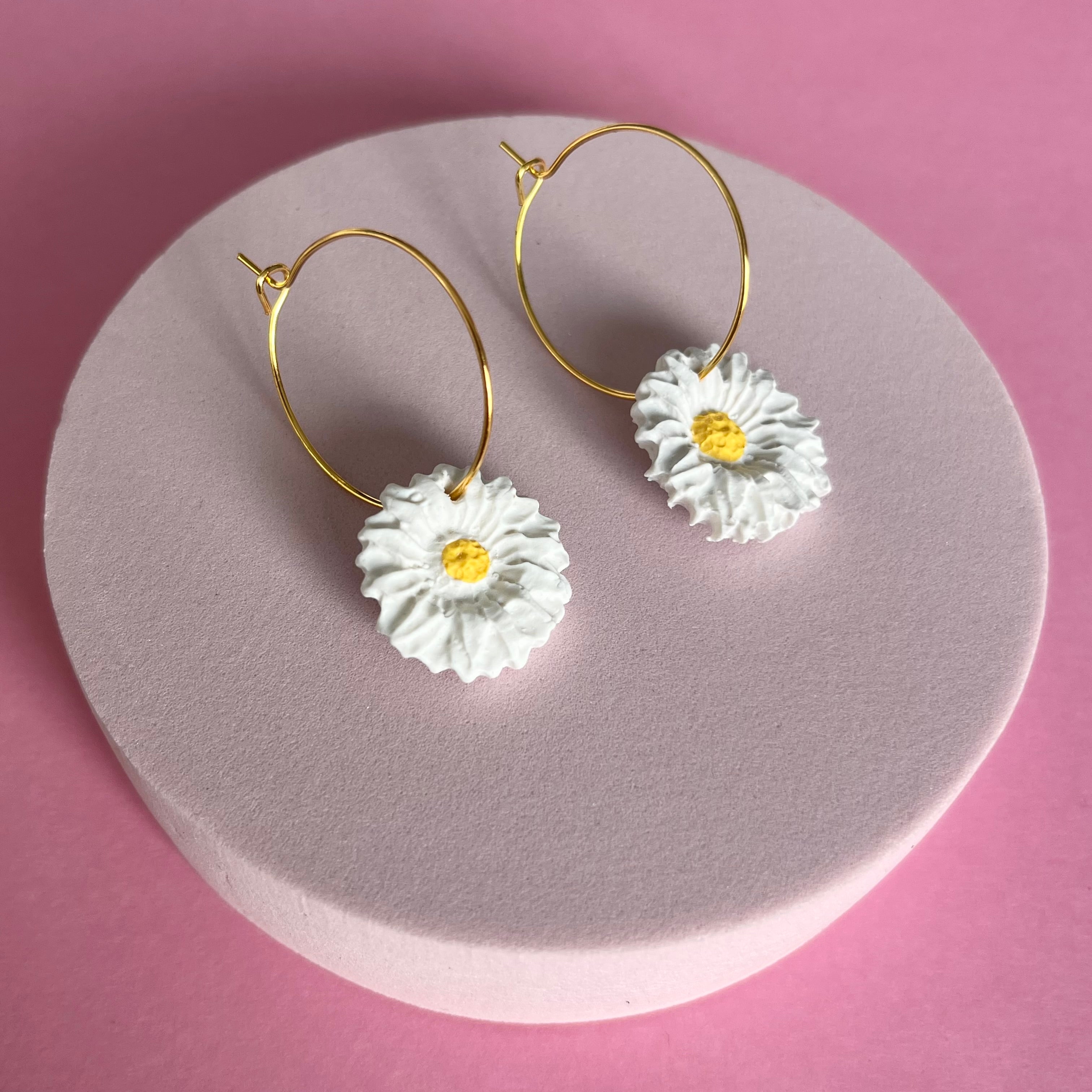 Gold Daisy Hoops