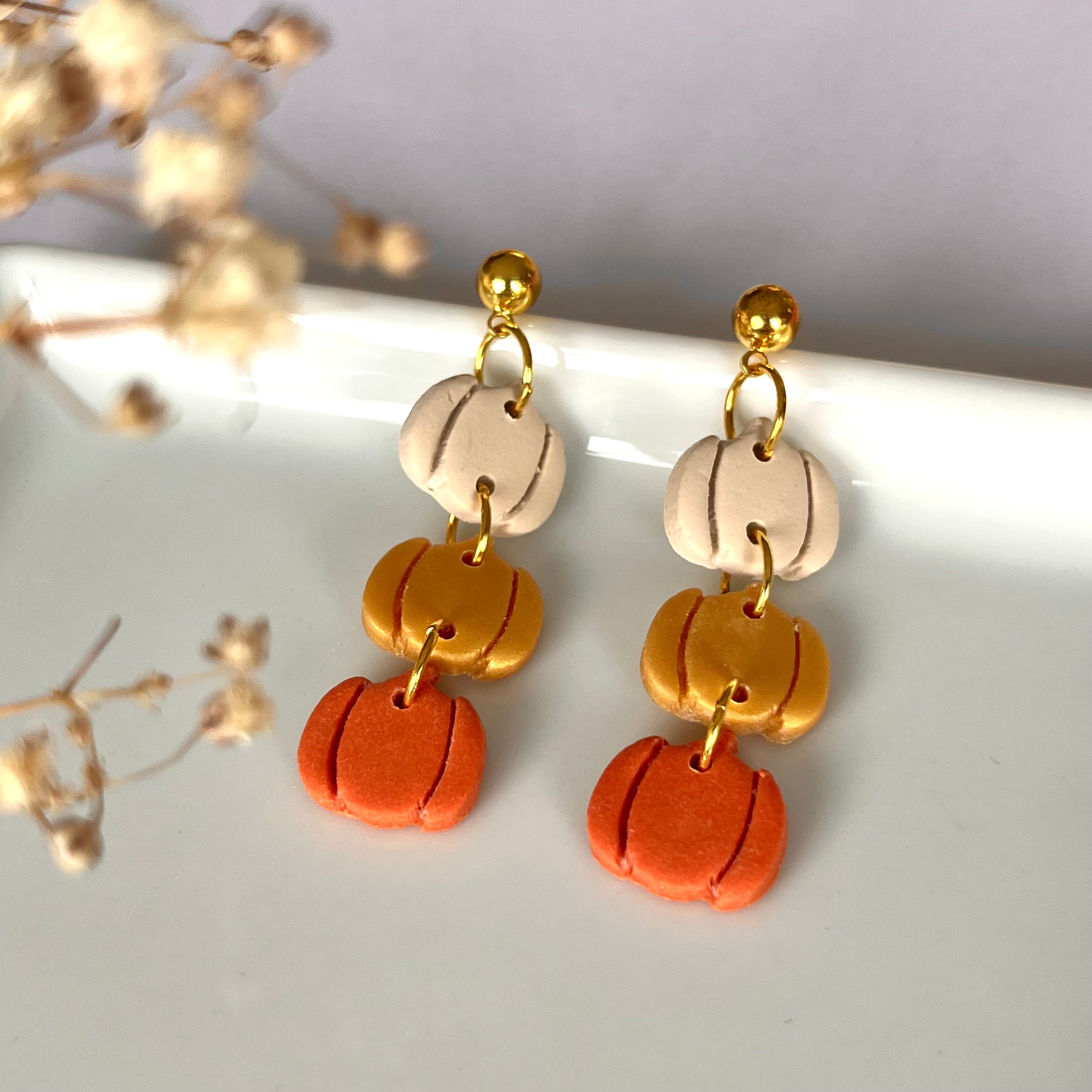 Stacked pumpkin dangles